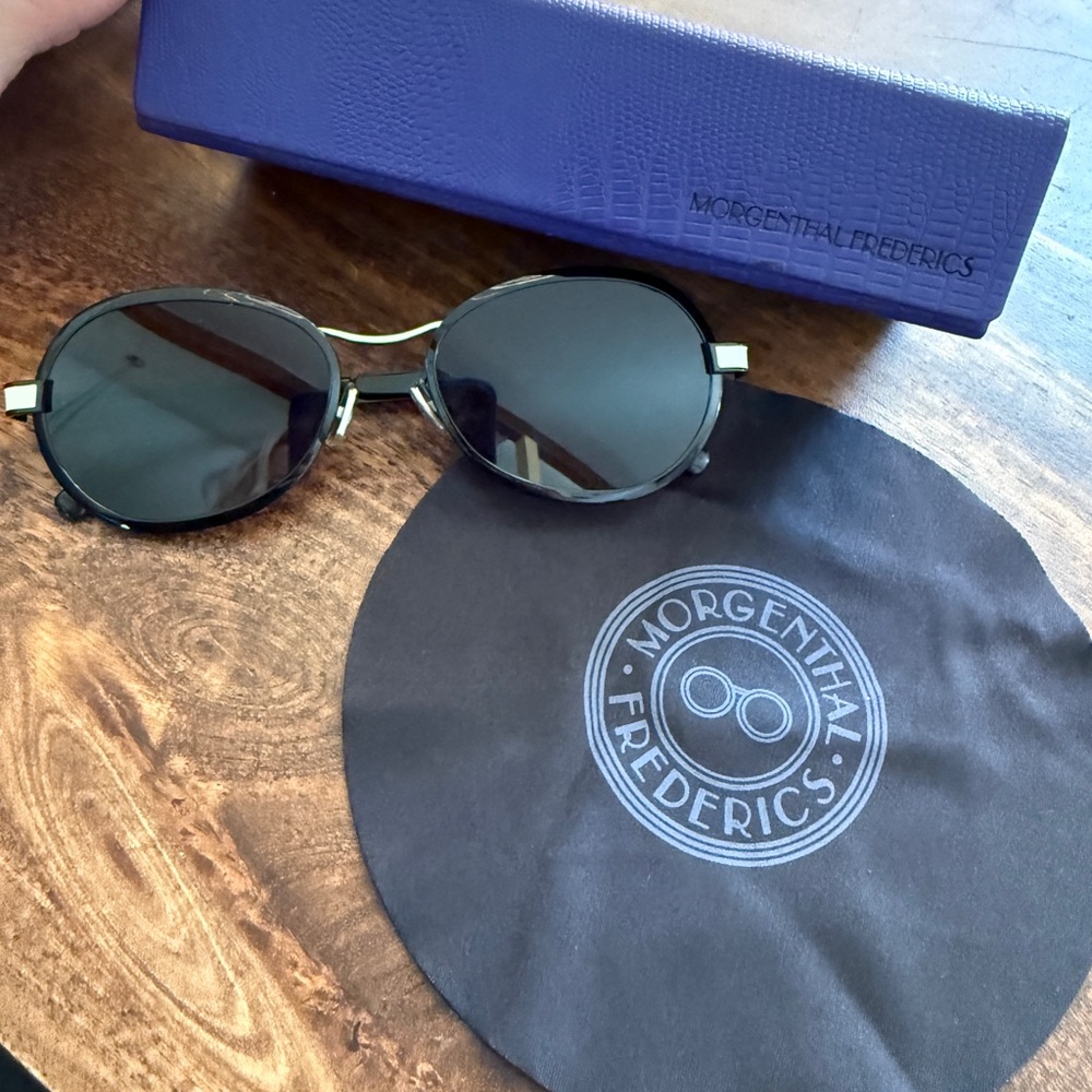 Morgenthal Frederics Black/Cream Luxury Sunglasses with Protective Cases